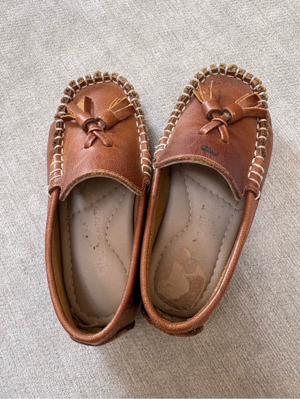 elephantito leather boy moccasin loafer brown tan formal shoes US 7 EU23 2T